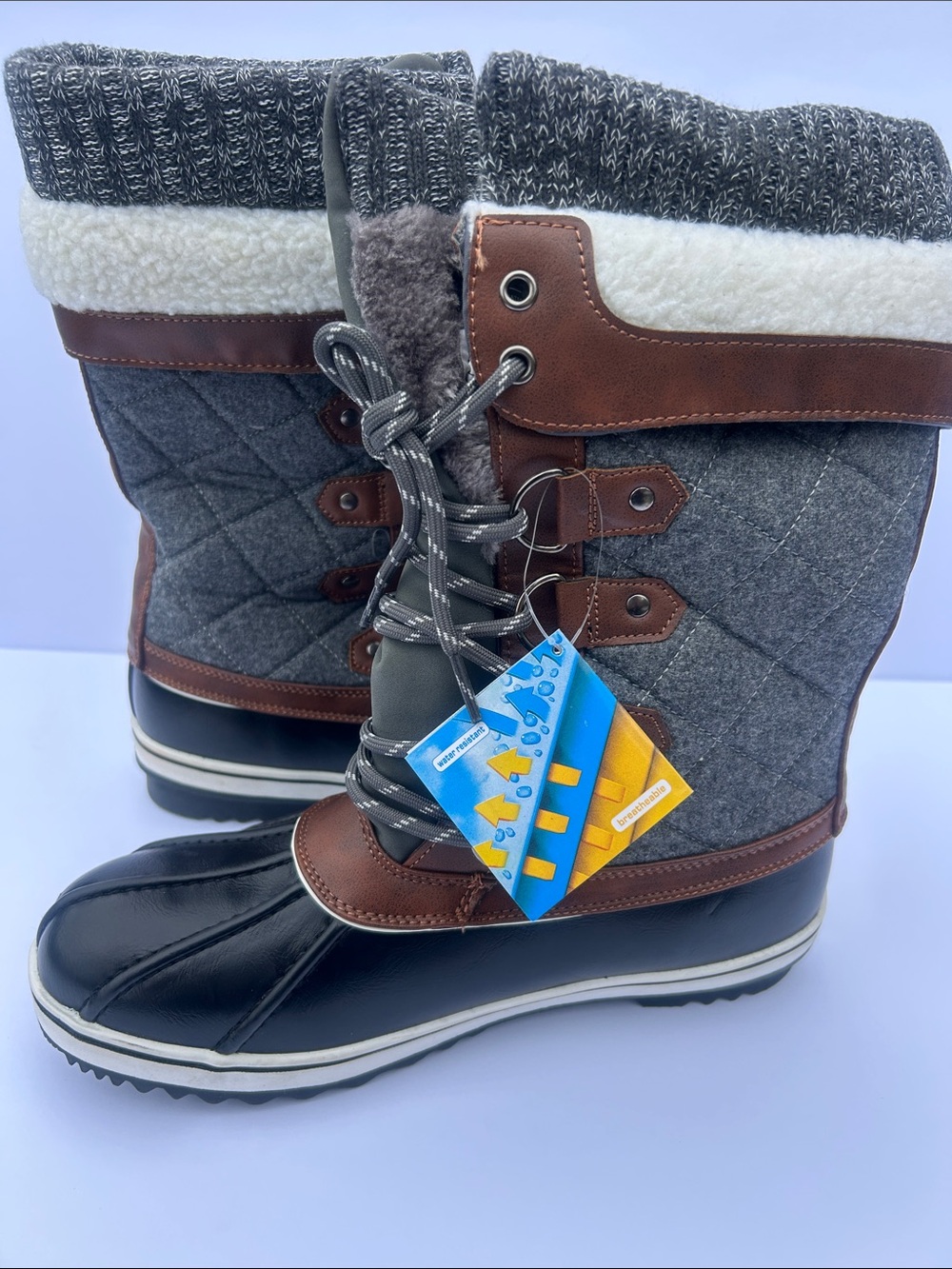 3M Thinsulate Gray and Brown Women's Winter Rain Boots
